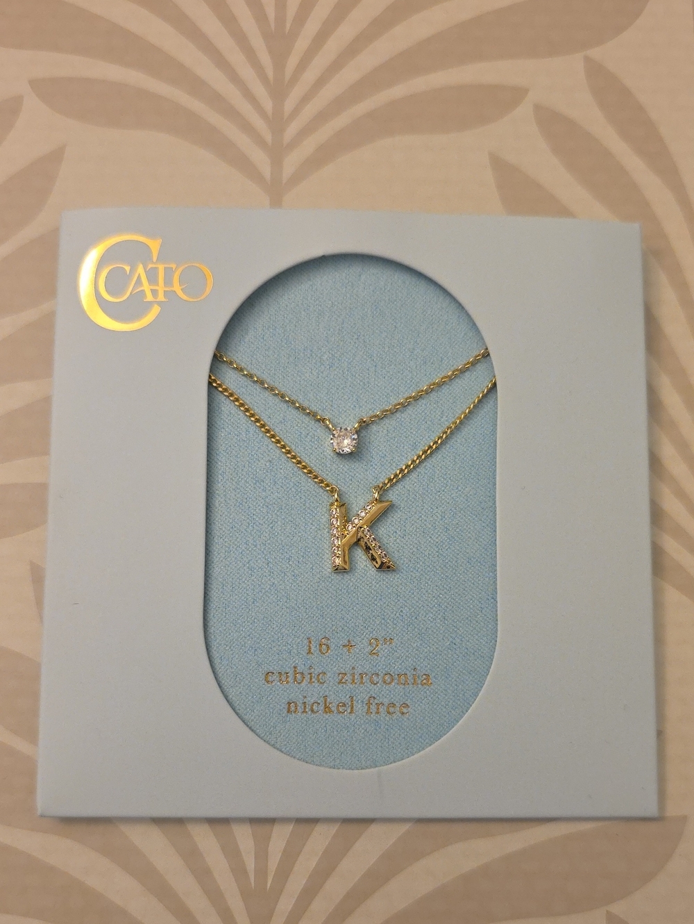 Gold Layered 'K' Initial Necklace with Cubic Zirconia Charm